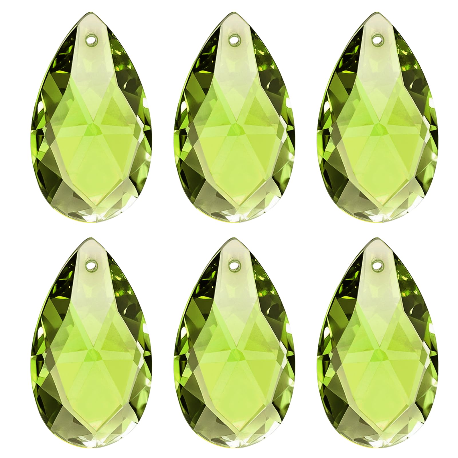 PATIKIL K9 Crystal Pendants Teardrop Beads, 6 Pack 38mm Chandelier Prisms Parts Hanging Beads DIY Lamp for Arts Crafts Decoration, Olive Green โ image 1