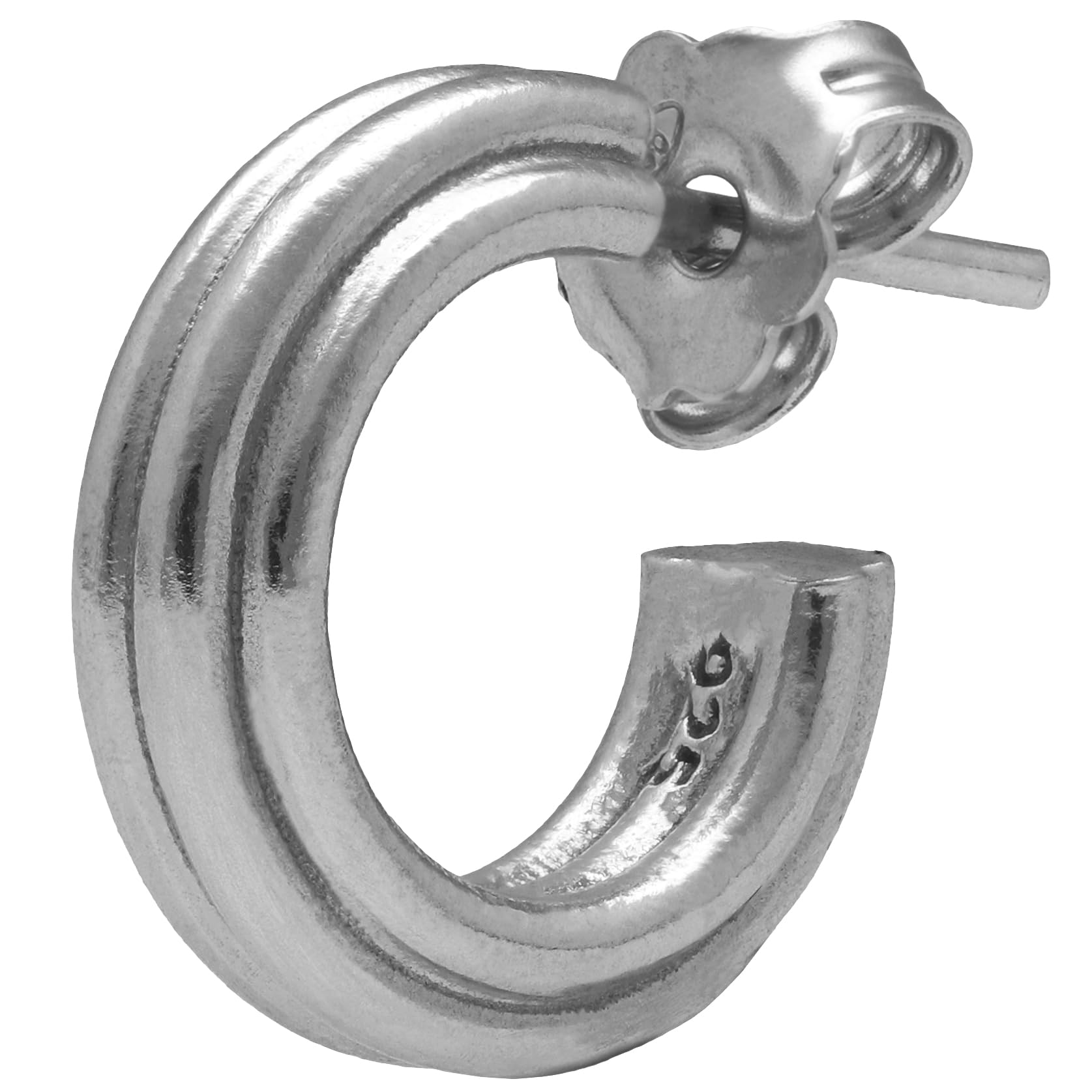 EMMANUELA handcrafted for you Pendiente de aro de plata de ley 925 hecho a mano joyería para hombre pendiente de perno prisionero de punk rockpara él pendiente de novio regalo para él del día de San Valentín