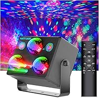 Amosamz 6-in-1 Sound Activated Disco Ball Party Lights: RGB OGB Balls, Laser Show, Ocean Star Projector, DJ Strobe for Rave Dance Parties