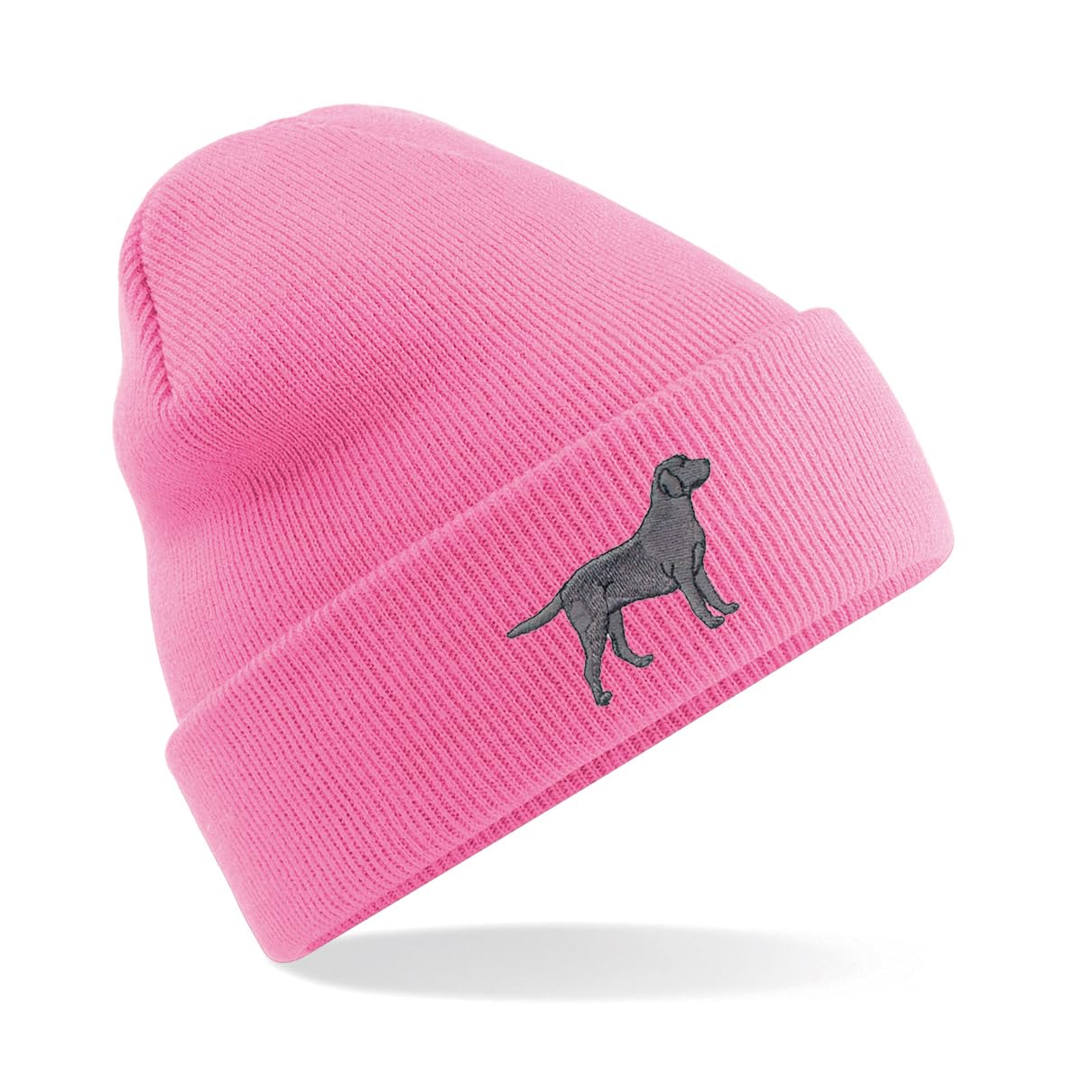 Labrador Retriever Dog Premium Embroidered Beanie Hat, Bob Hat Embroidery Dog Lover Beanies (Acrylic, Pink)