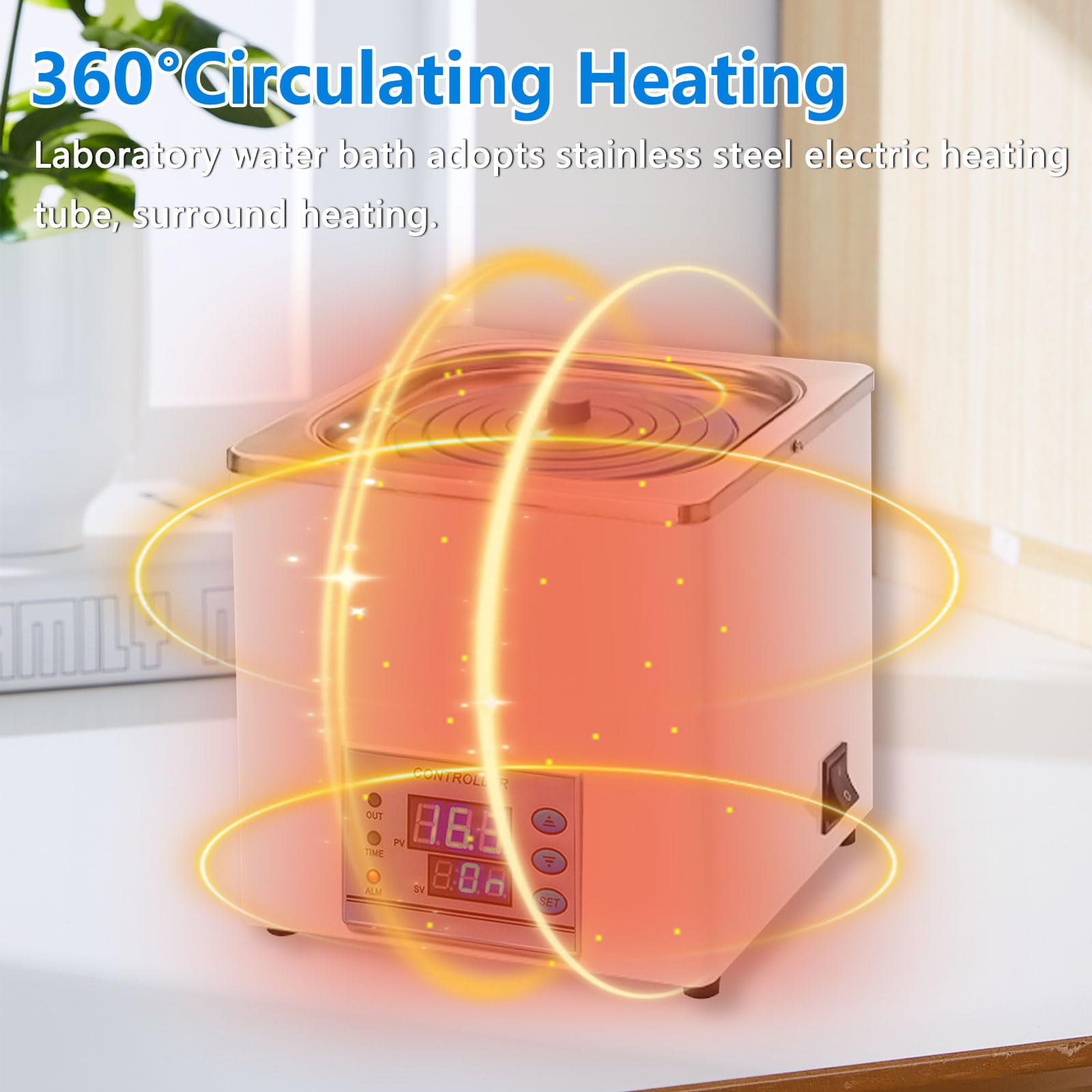 Digitales Labor Wasserbad, 300W Wasserbad Topf mit Timerfunktion & Wasserlos-Schutz, Edelstahl-Innenbehälter, Labor Wasserbaderhitzer