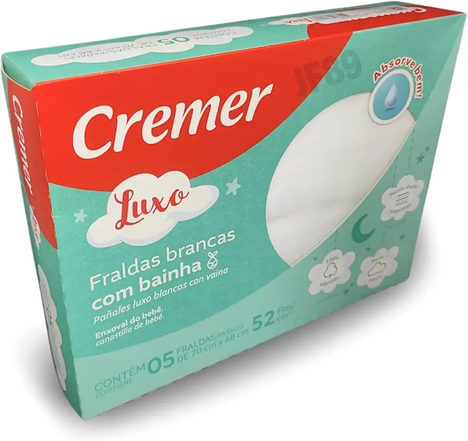 Fralda de Pano Com Bainha Dupla Camada Cremer Luxo 5 Unidades