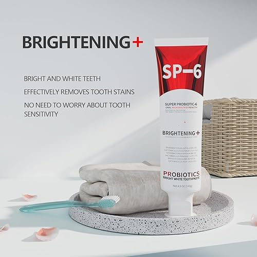 Miniatura 5 de SP-6 Pasta de dientes probiótica Pasta de dientes blanqueadora de niacinamida fórmula mejorada con 6 probióticos para blanquear los dientes y la