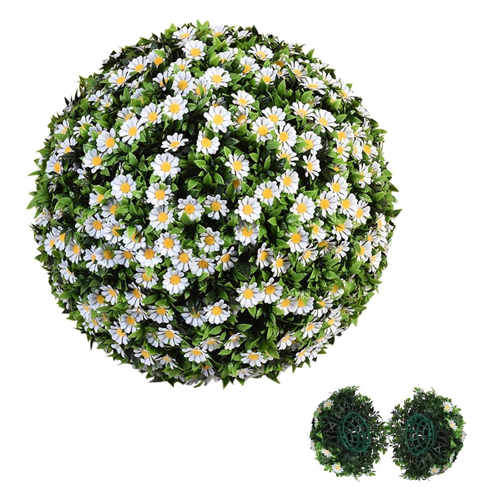 Ekran żywopłotu ze sztucznych roślin, Sztuczna roślina Topiary Kulki Kule Sztuczne na zewnątrz Duże dekoracyjne kule bukszpanu Zieleń topiary trawy rośliny Sztuczny bukszpan (Rozmiar: 40 cm)(40cm)