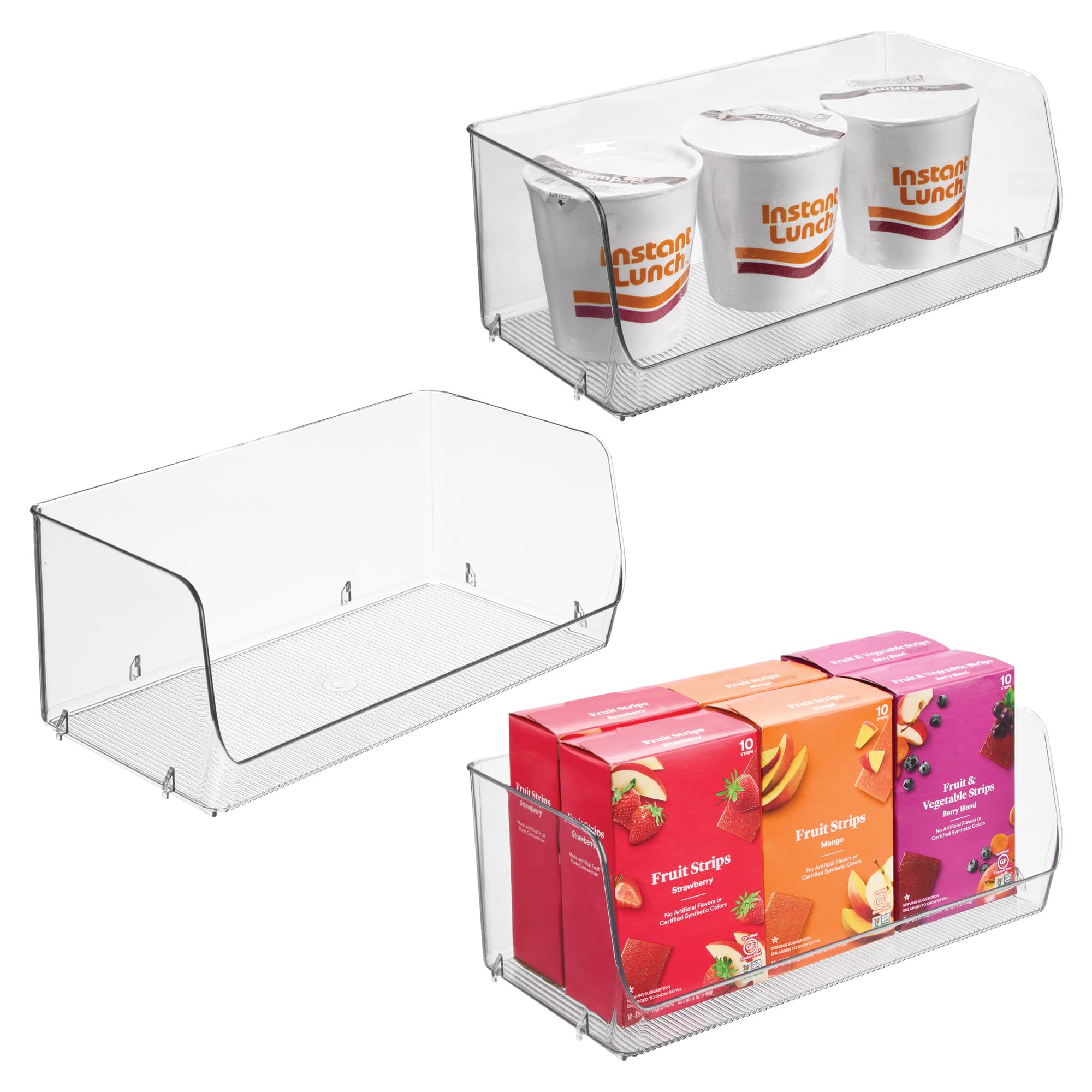 Rangement de cuisine transparent iDesign bac ouvert empilable garde-manger