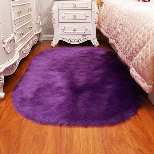 Miniatura 3 de Tapete largo de piel sintética de piel sintética rectangular esponjoso para asiento de silla tapete ovalado lanudo para decoración del hogar sala de