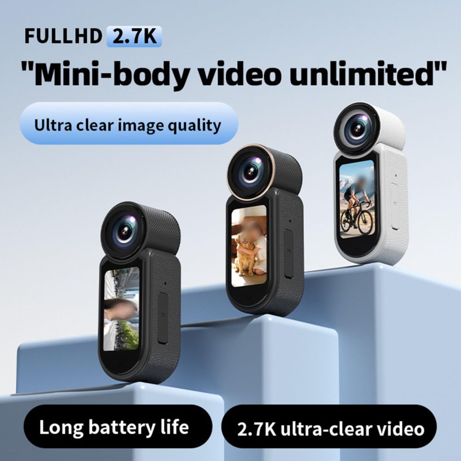 Action cam 4K con supporto magnetico, action cam indossabile per lavoro e sport, registrazione in loop, condivisione app, design compatto per avventure quotidiane (bianco)