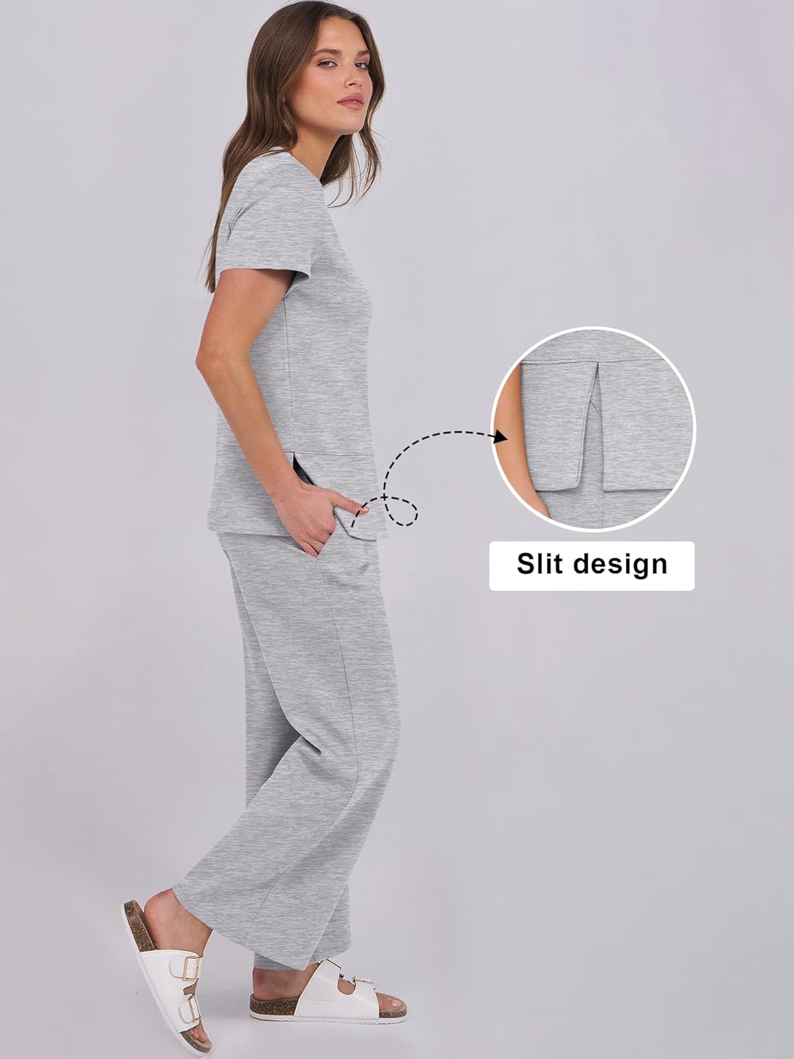 ANRABESS Women 2 Piece Lounge Sets Summer Travel Sweat Outfits Short Sleeve Wide Leg Casual Matching Tracksuits Clothes - Image 4