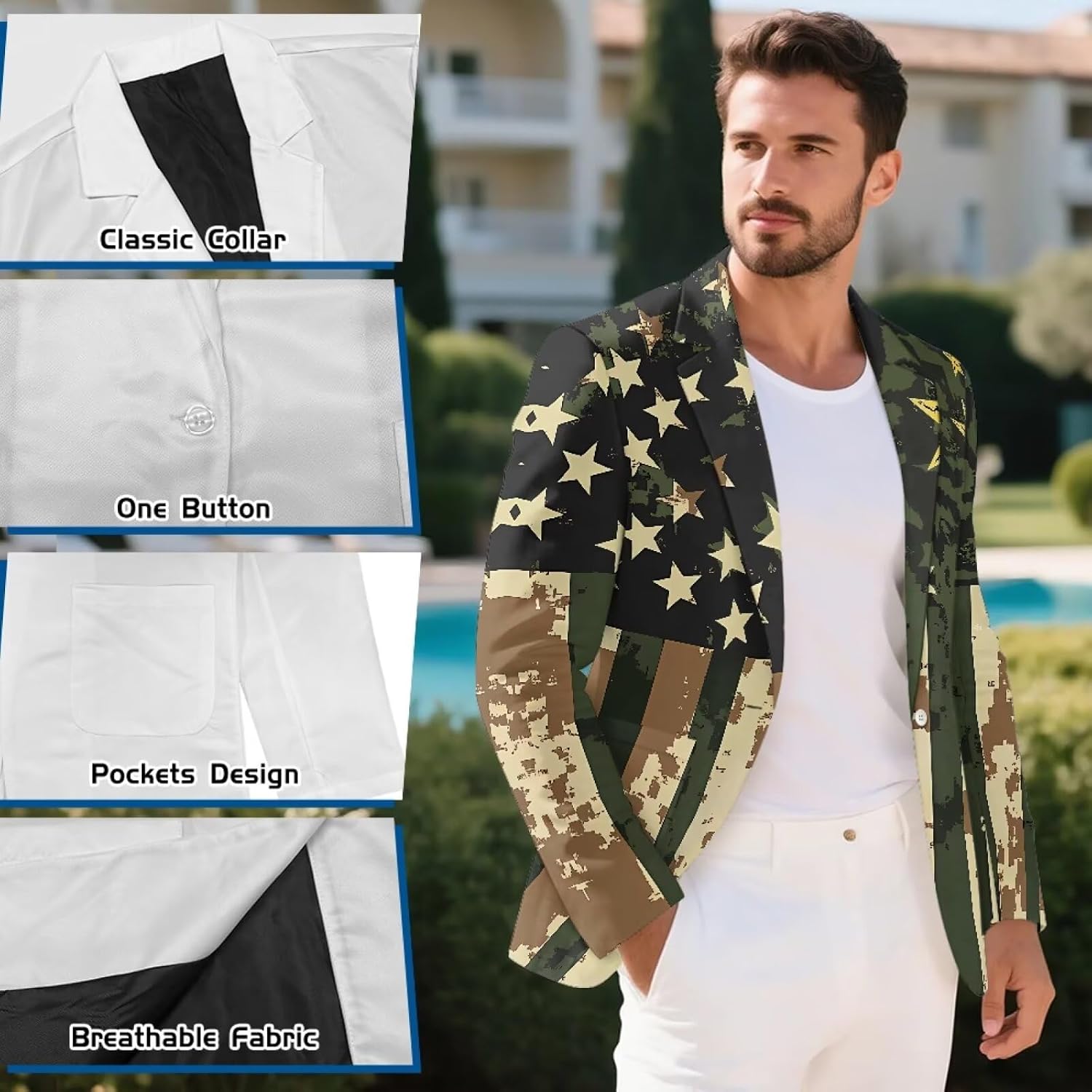 Mumeson Men's Casual Blazers Lightweight One Button Suit Jacket Sports Coat with Pockets Business Suit S-5XL