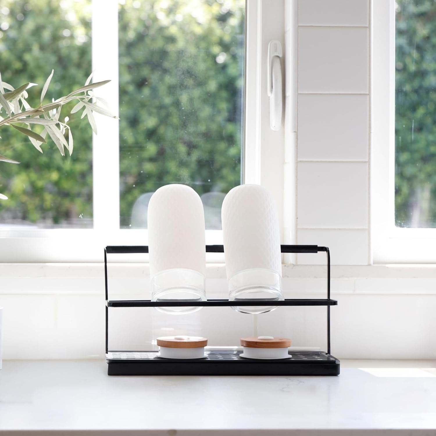 Selegna Baby Bottle & Dish Dryer - Space Saving Narrow Two Tier Tower Over Sink Instant Dry Rack (Black)