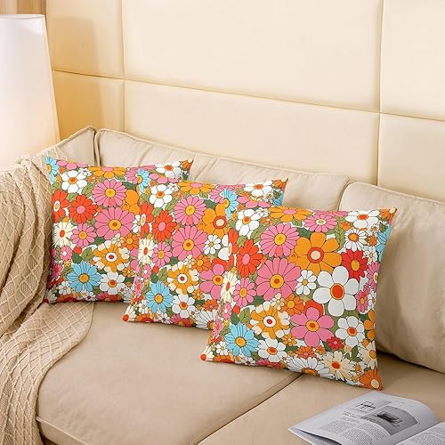 Miniatura 5 de Groovy - Fundas de almohada de flores para sofá, silla, diseño de flores hippie de los años 70, fundas de almohada reversibles, fundas de almohada