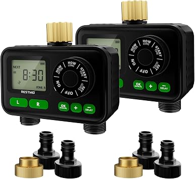 [2 PACK] RESTMO Automatic Garden Watering Timer Sprinkler Timer