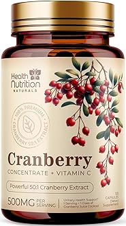 Cranberry Extract 500mg Per Serving - Cranberry Powder Supplement with Vitamins C - Urinary Tract Health Support, Cran Berry Fruit, Sugar Free Formula, Bottled in USA - 120 Capsules