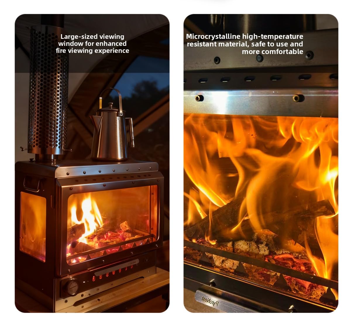 Składany bezdymny piec kempingowy ze stali nierdzewnej – grzejnik namiotowy i przenośny grill do grillowania na zewnątrz, wielofunkcyjny kempingowy piec na drewno (płomień kamienia 3.0)