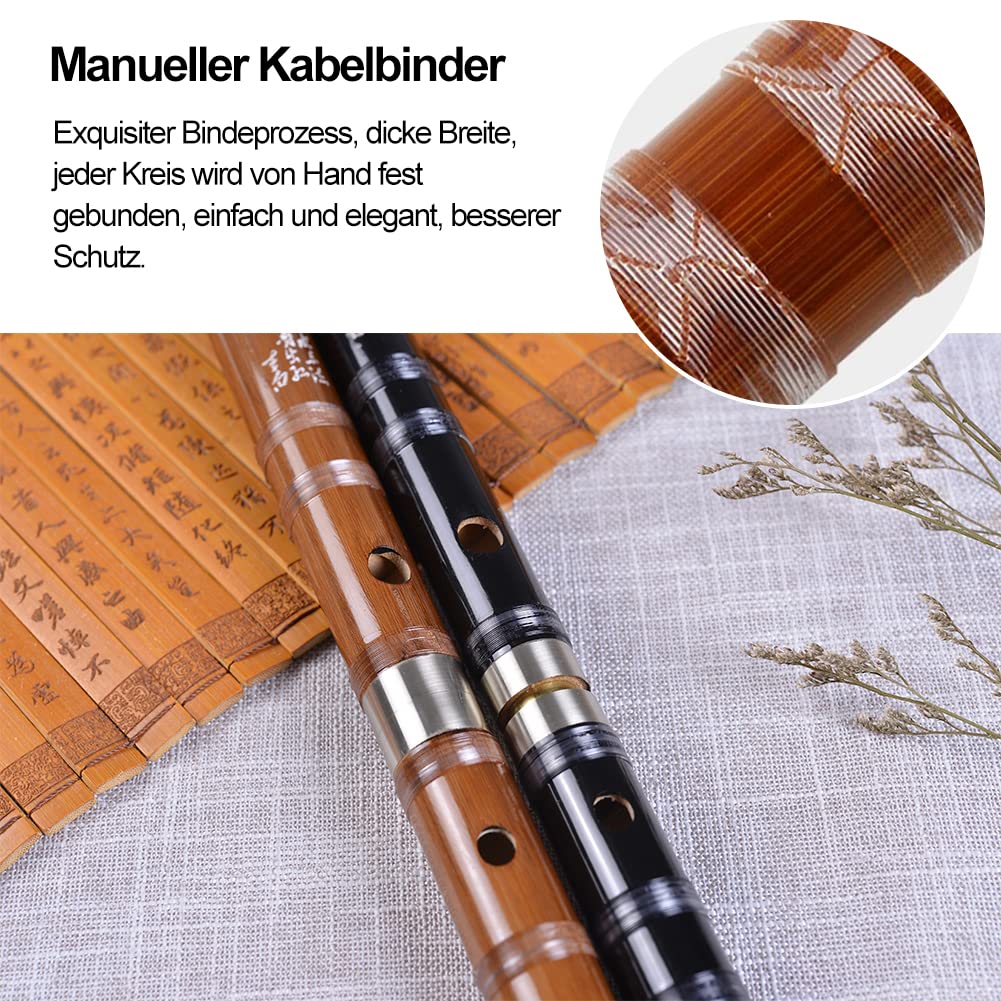Tyuodna China Bambusflöte SteckbareTaste F Traditionelle chinesische Musikinstrumente Dizi Bitter Bambusmit Membran und Schutz-Set (Schwarz)