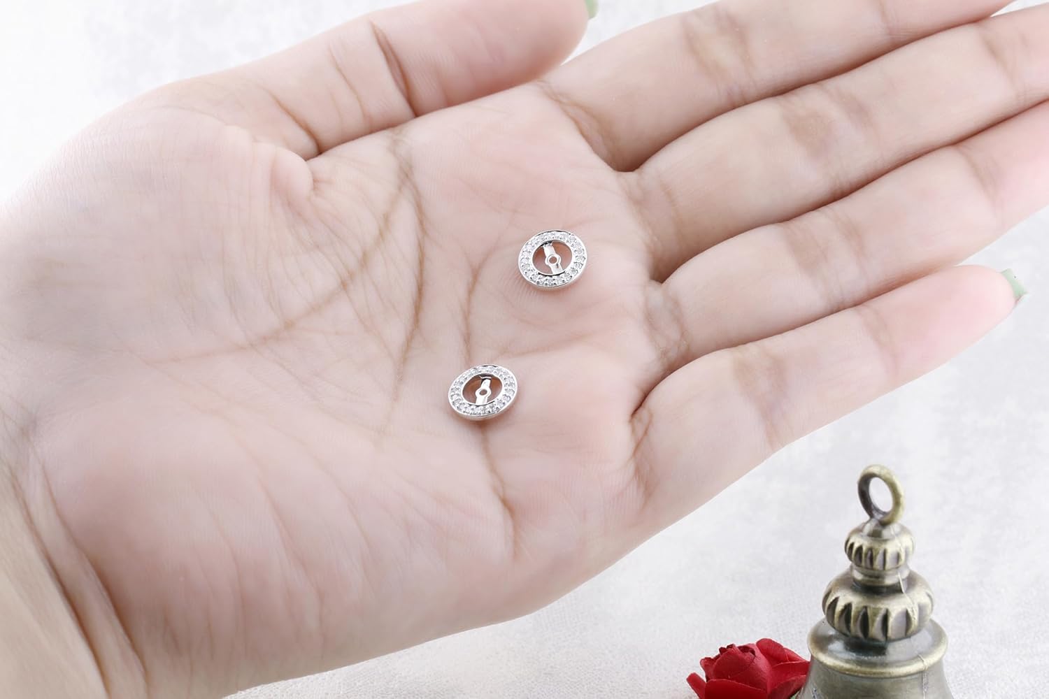 Dazzlingrock Collection 0.20 Ctw Round White Natural Diamond Halo Removable Earring Jackets for Women in 14K Real Solid Gold (It can fit up to 5mm studs)