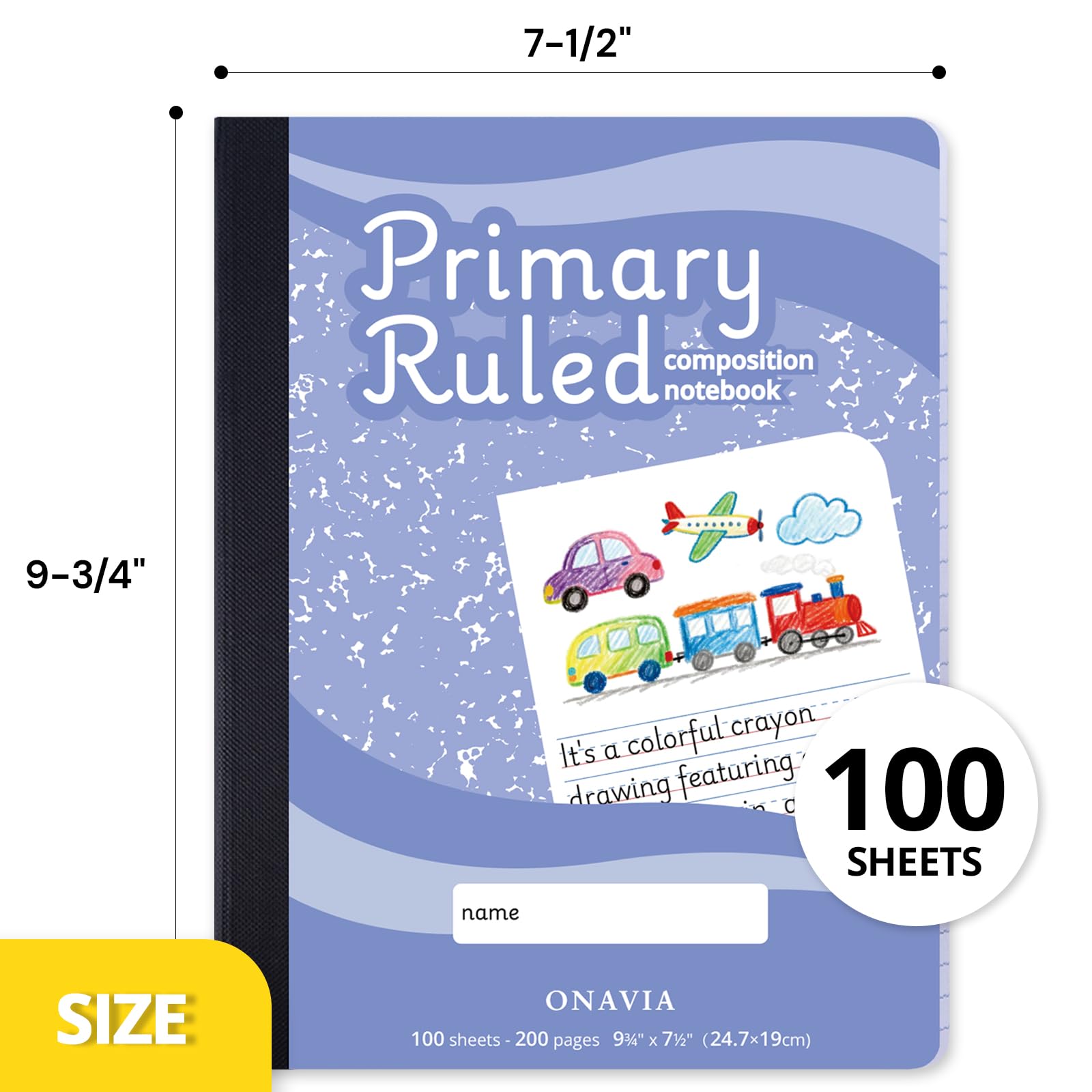 ONAVIA Cuaderno de composición de diario primario, grados K-2, 100 hojas, paquete de 12, 9-3/4 x 7-1/2 pulgadas, cuaderno de escritura y dibujo para niños, color rosa