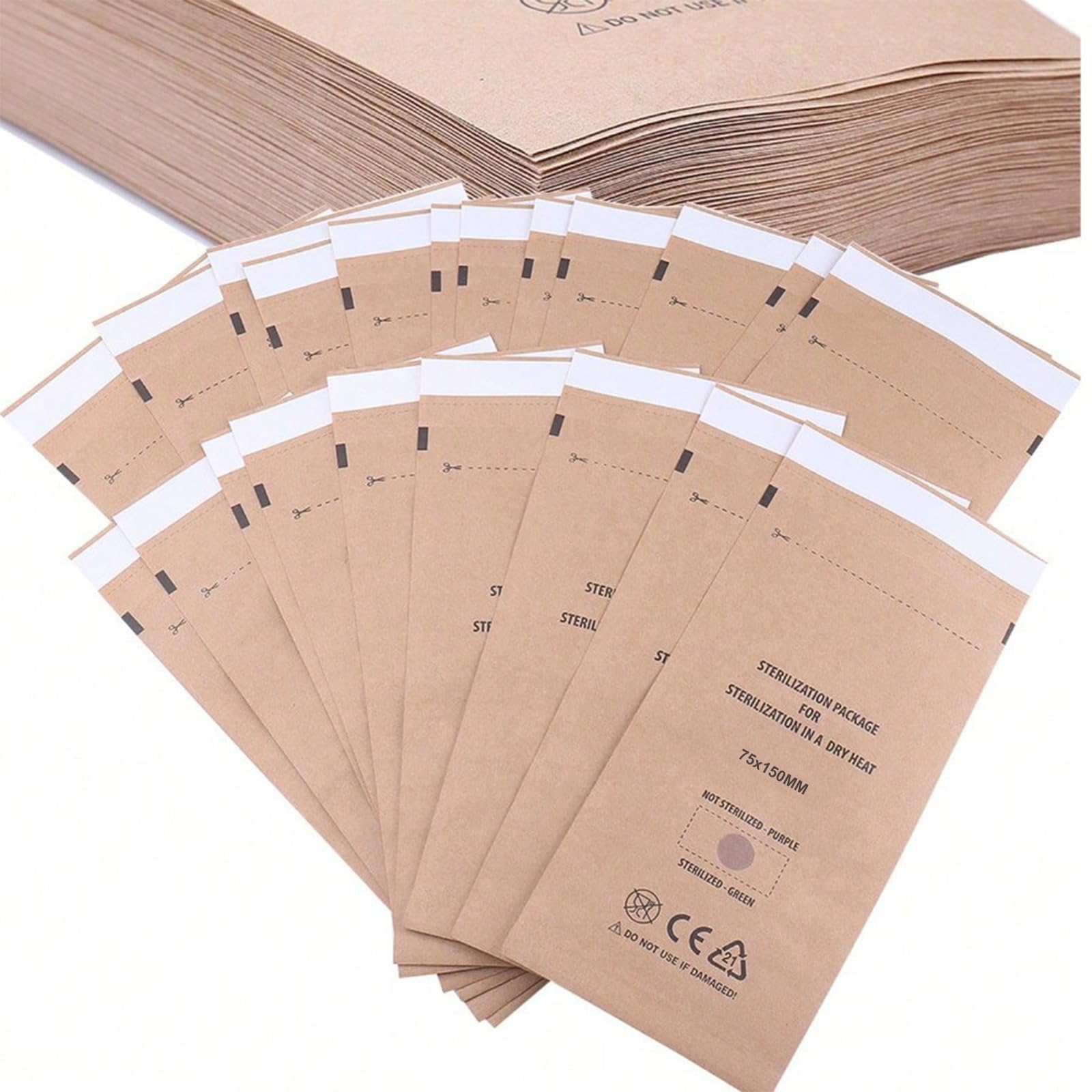 100 Pezzi Buste per Sterilizzazione, 75 x 150mm Buste Sterilizzazione Estetista, Autosigillanti per Cosmetica e Strumenti per Unghie