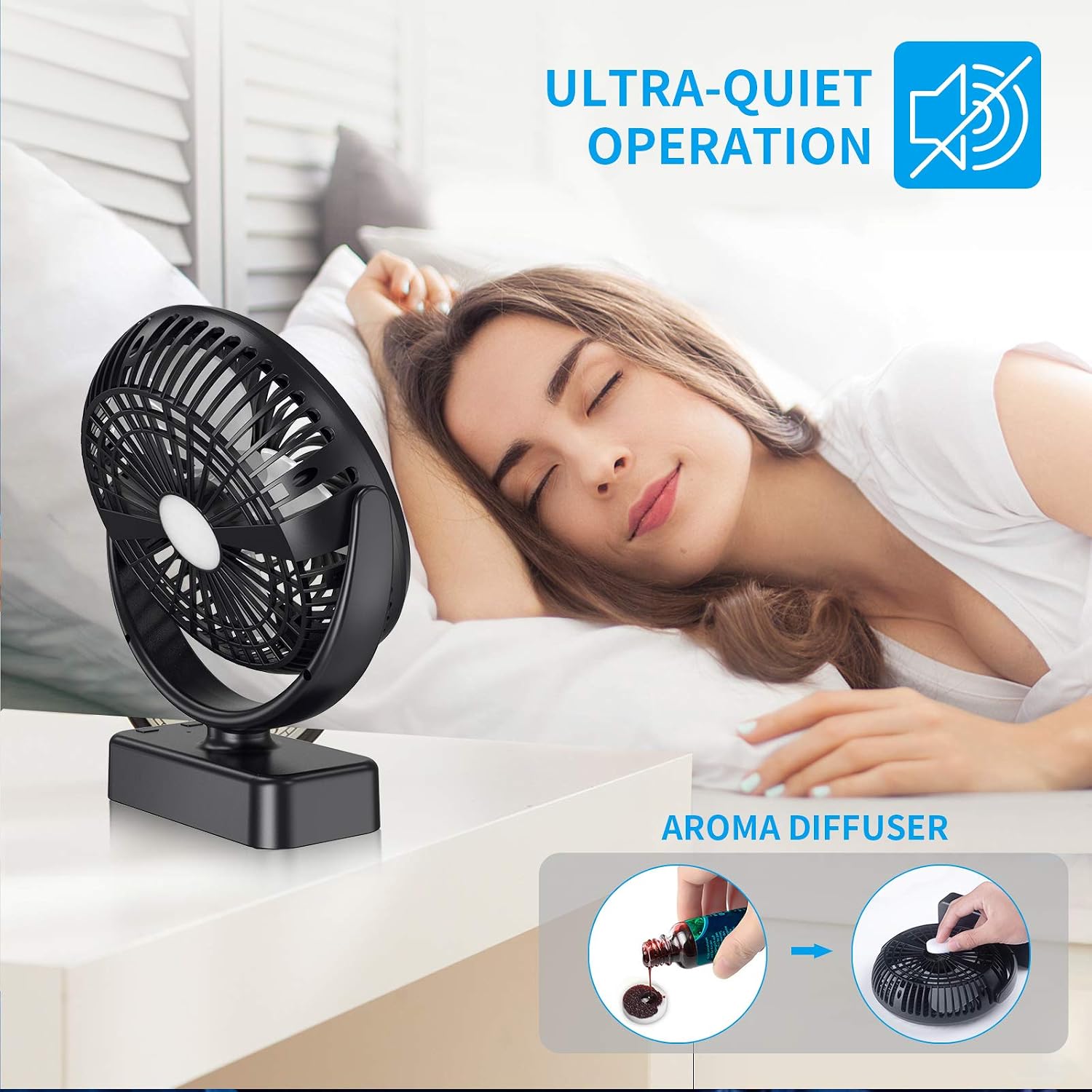 ZEBRE Camping Fan with LED Lantern - Rechargeable Mini Handheld USB Desk Fan for Home Office Stroller, Tent Fan with Hanging Hook for Tent Car RV Hurricane Emergency Outages