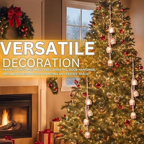 Miniatura 3 de Campanas colgantes de latón rústico con cuerda de yute, hechas a mano, cuerda de yute Shabby Chic Decoración, Campanas colgantes de latón - Campanas