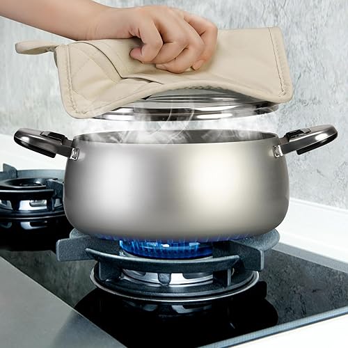 Miniatura 6 de Soportes para ollas resistentes al calor para horno de 450 F, almohadillas calientes de silicona antideslizante con bolsillos de algodón,