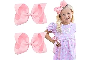 Oaoleer 6" Pink Bow Clips for Baby Girls and Toddlers