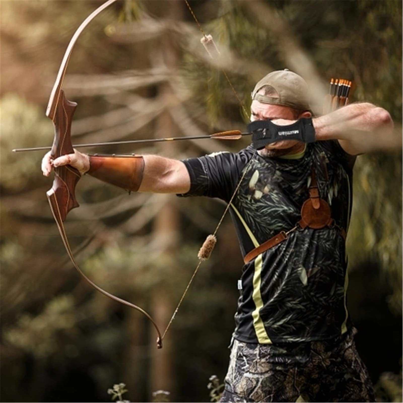 LYVQZPWLRGuanti di tiro con L'Arco e Le Dita, Guanto da Braccio for tiro con L'Arco, Guanti da tiro con L'Arco, Caccia, tiro con L'Arco, equipaggiamento Protettivo in Pelle, Accessori