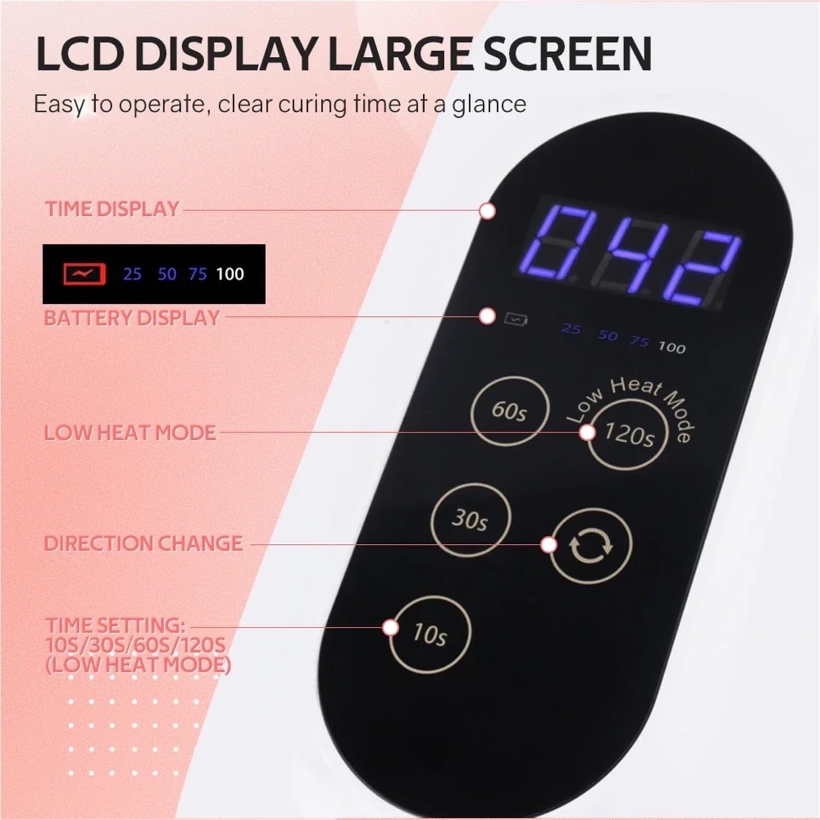 Lampa do paznokci 36LEDS 72W UV LED Suszarka utwardzania lakieru żelowego Akumulatorowa lampa żelu manicure Praktyczny(Built-in Battery)