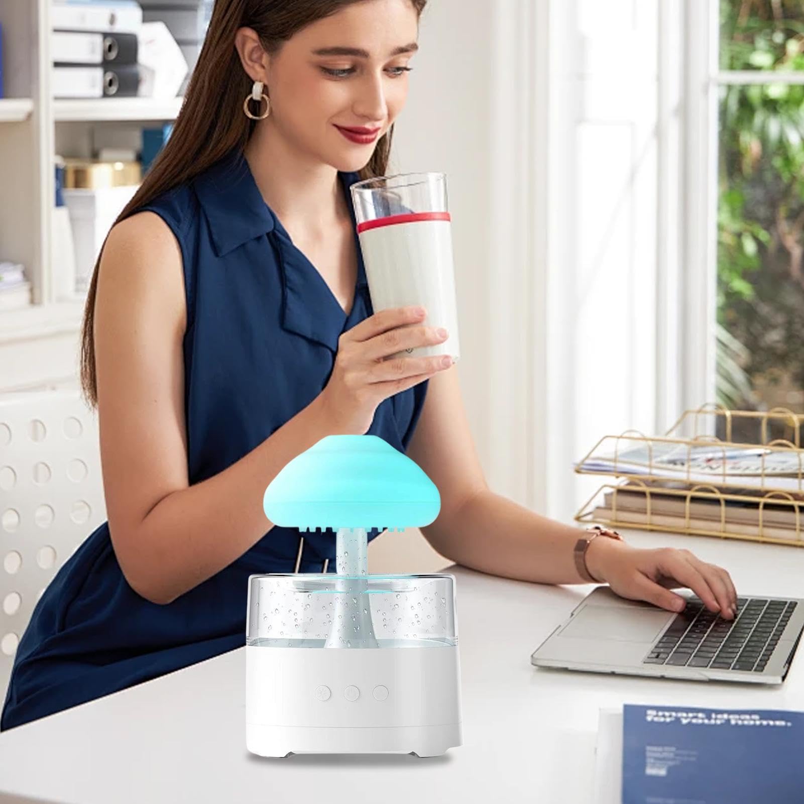 Umidificatore a forma di , umidificatore compatto ispirato ai funghi con illuminazione a LED morbida e emissione continua di per migliorare la qualità 'aria e l'atmosfera rilassante