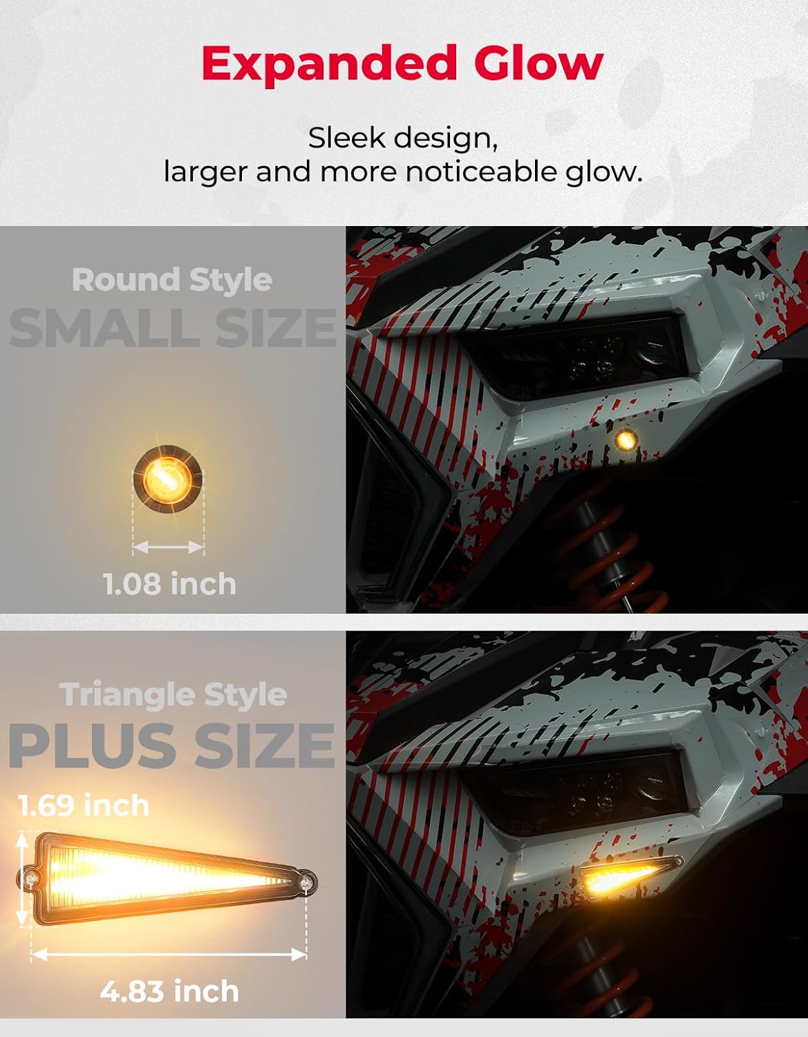 KEMIMOTO UTV Triangle Turn Signal Kit with 110D Horn Compatible with Polaris, Can-Am, Teryx, CFMOTO (With Column Switch)