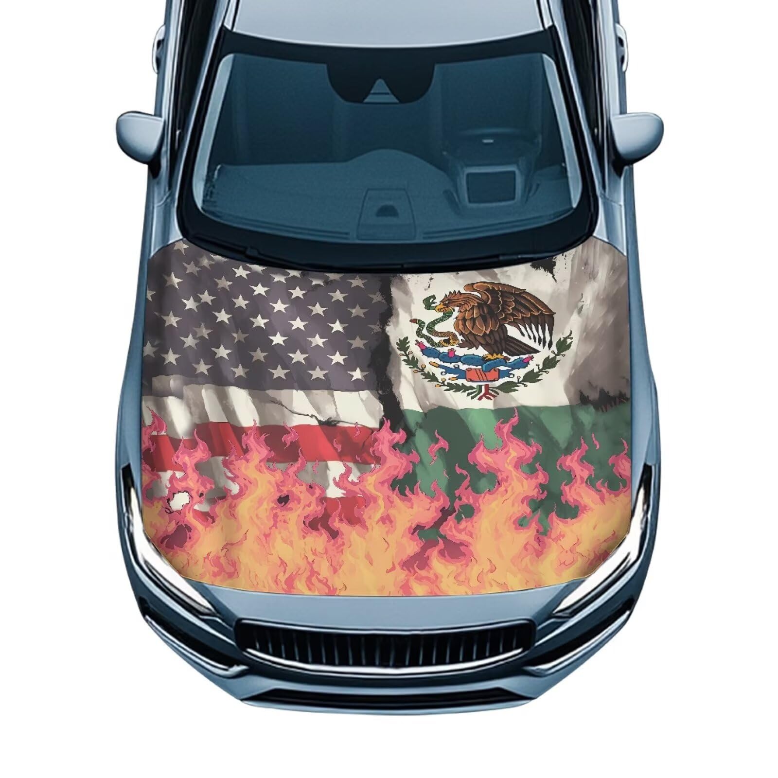 Car Hood Cover All Weather Protection Automotive Exterior Accessories Universal Fit Hood Covers for Cars, Trucks, SUV, or Van Full Coverage with Elastic Band, USA and Mexico