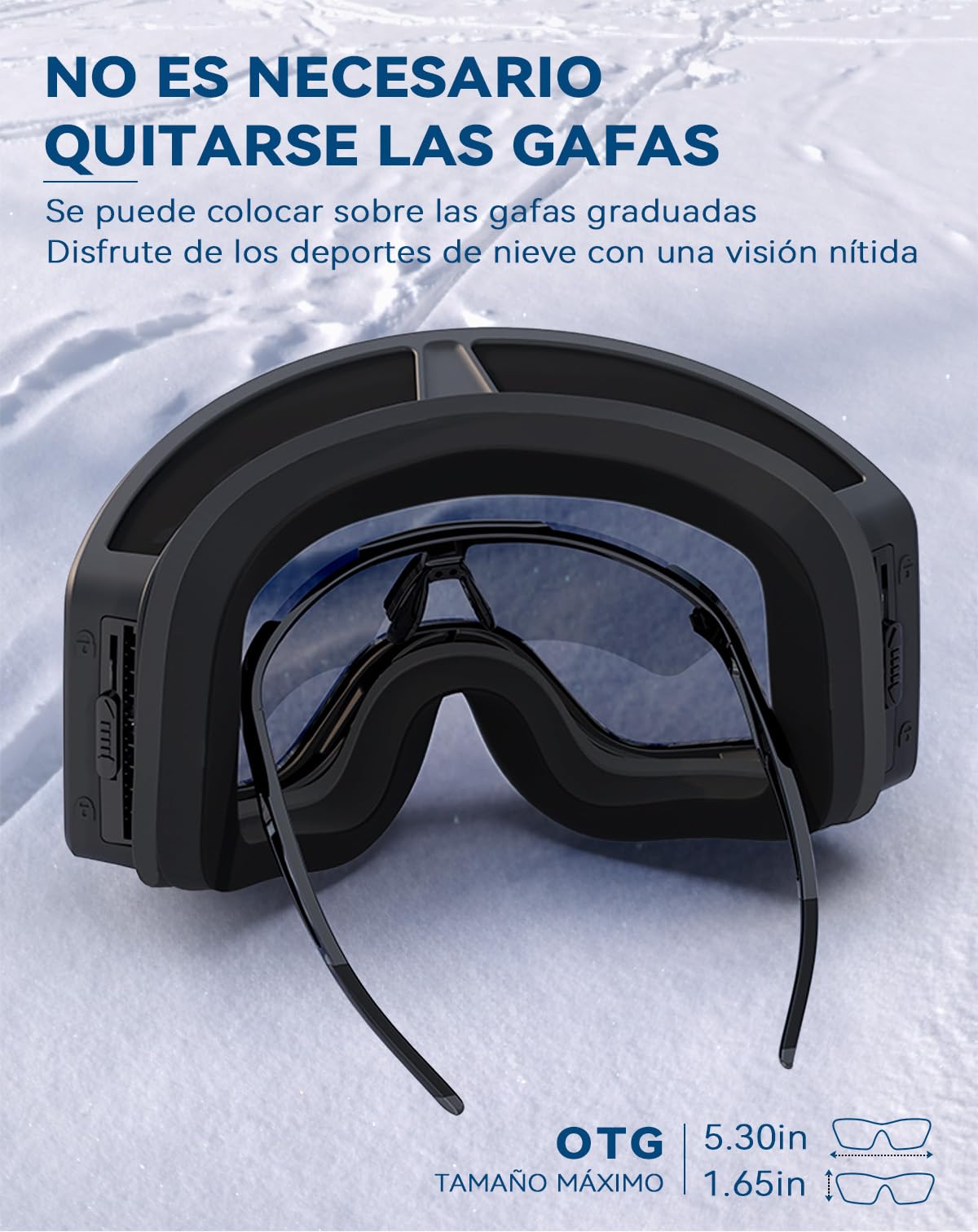 BEACOOL Gafas de Esquí,Anti-niebla, Anti-UV, Chop-Viento,OTG Gafas de ski para usuarios de gafas Hombres Mujeres,para Moto de Nieve, Escalada