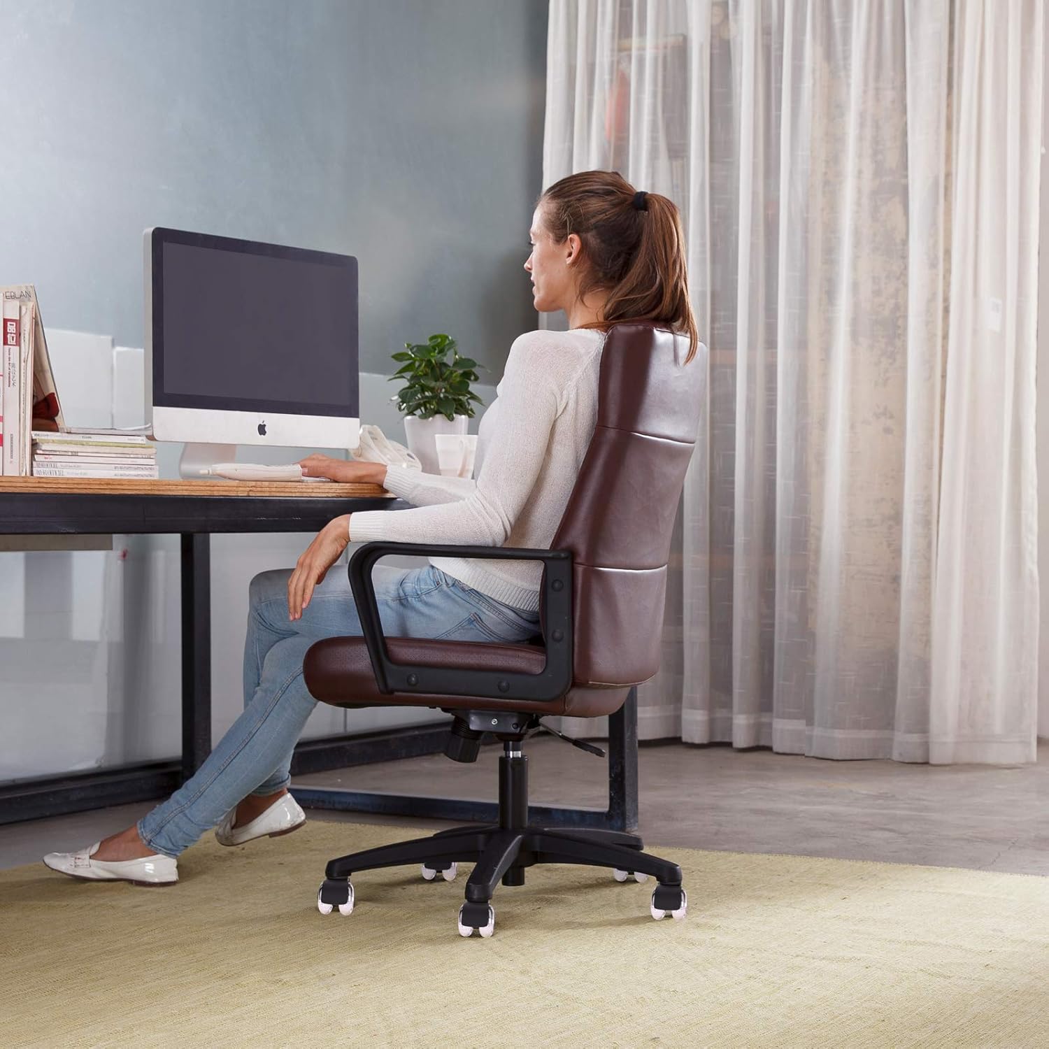 Office Chair Caster Wheels 2 Inch Heavy Duty Computer Desk Chair Wheel Replacement Quadruple Ball Bearings Chair Casters Smooth Safe Rolling for All Floors, Set of 5 : Office Products