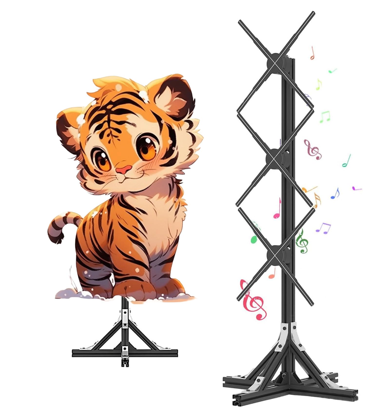 Wentylator Holograficzny 3D, Stojak Podłogowy Z Łączeniem 1×3, 62 Cm, Wentylator Z Projektorem I Wyświetlaczem Holograficznym 3D, Holograficzny Odtwarzacz Led, Obracający Się Wentylator Z Hologramami
