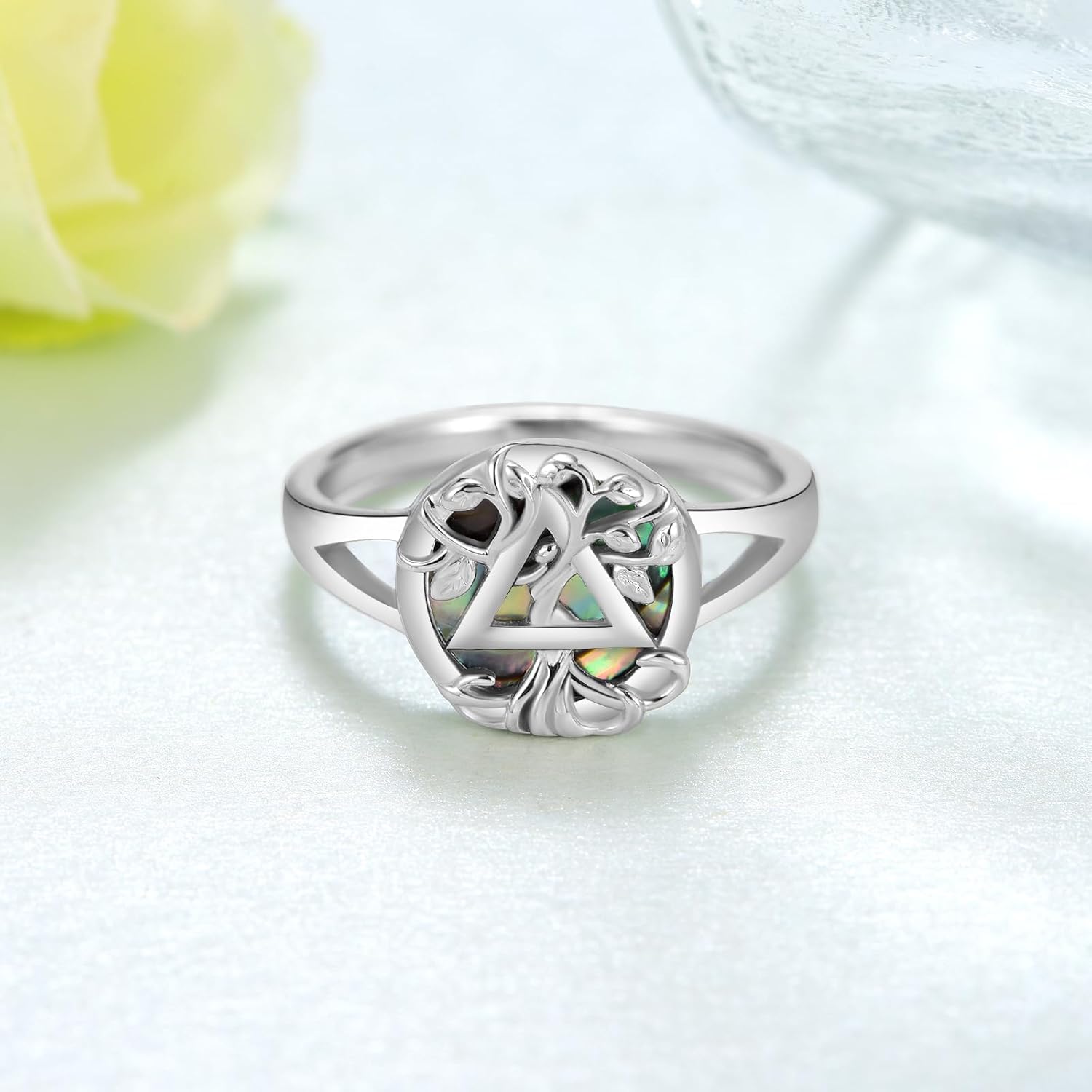 Sobriety Gifts for Women 925 Sterling Silver AA Ring Tree of Life Rings Alcoholics Anonymous Jewelry Sober Gifts for Women Mom - Image 2