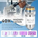 HERCHR 40X Microscope Lens Achromatic Objective 160/0.17 High Magnification Silver Microscope Objective Lens 0.65mm Aperture