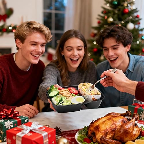 Miniatura 9 de Glotoch - Paquete de 10 recipientes de 32 onzas para preparación de comidas reutilizables, aptos para microondas, extra grandes y gruesos con tapas,