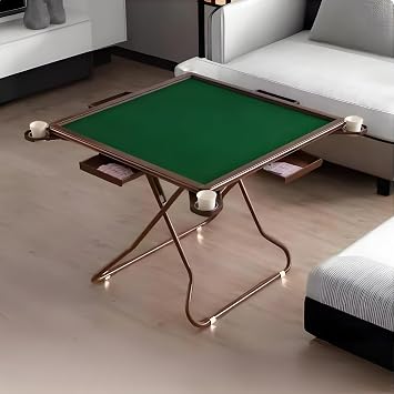 35" Mahjong Table, Mahjong Table Foldable, Domino Table with 4 Drawers and 4 Cup Holders, for Party, Game Nights, Gifts for Retirees Green