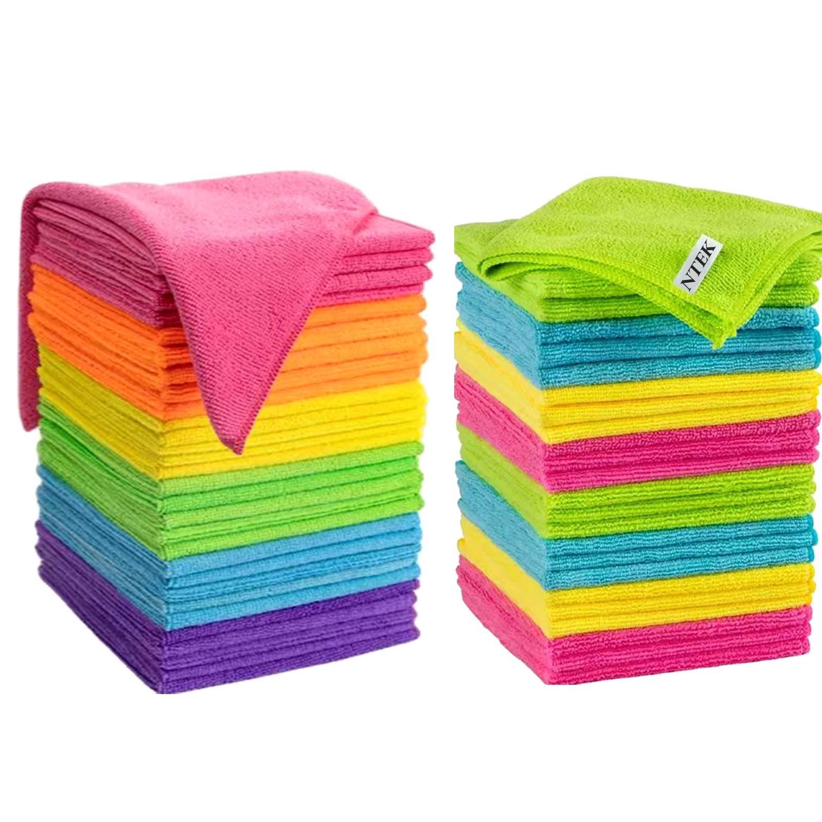 Ntek Random Premium Microfibre Cleaning Cloths – Super Soft, Lint-Free & Streak-Free Multipurpose Towels For Home, Kitchen, Car & Windows – Reusable, Scratch-Resistant, Cleaning Rags (, 24-Pack)