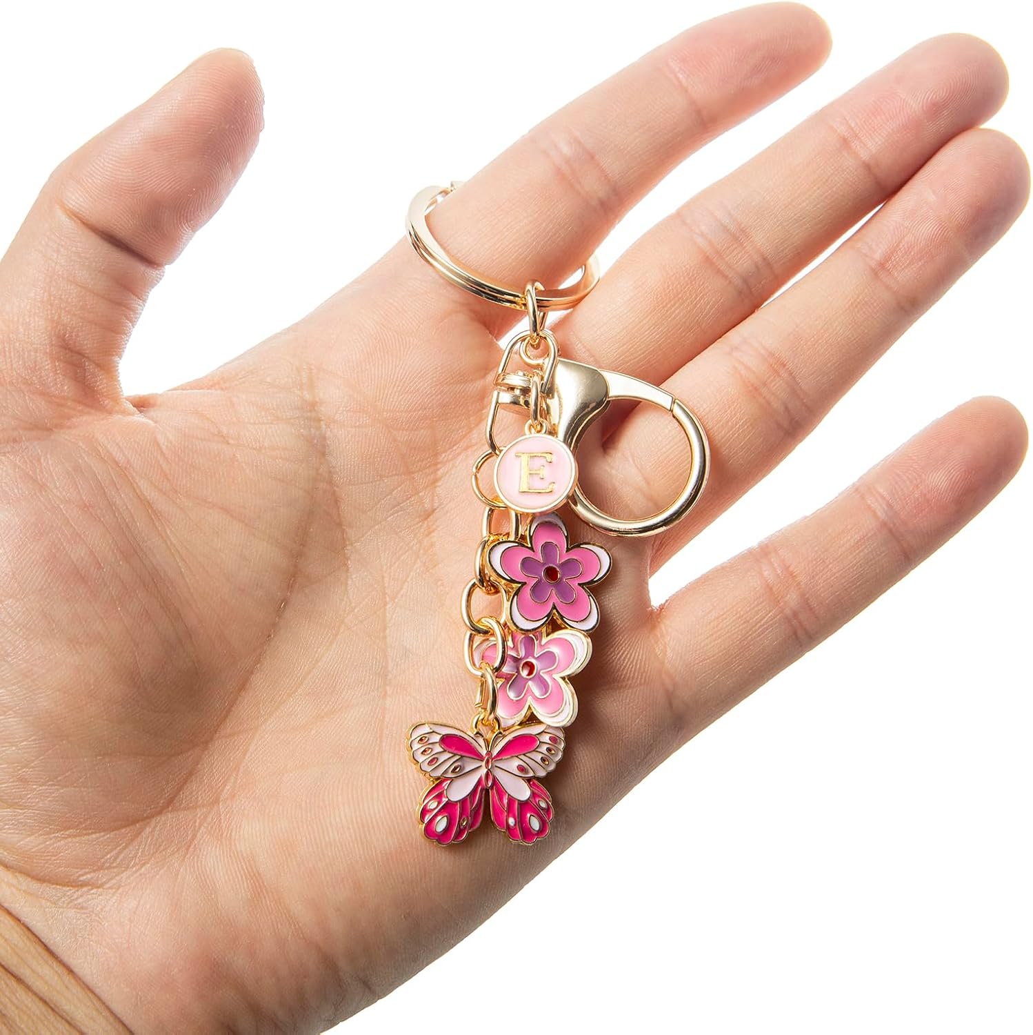 Pink Letter Keychain for Women Bag Charms Purse Charms Cute Stainless Steel Keychain Initial Letter Keys Charm Gifts image 5