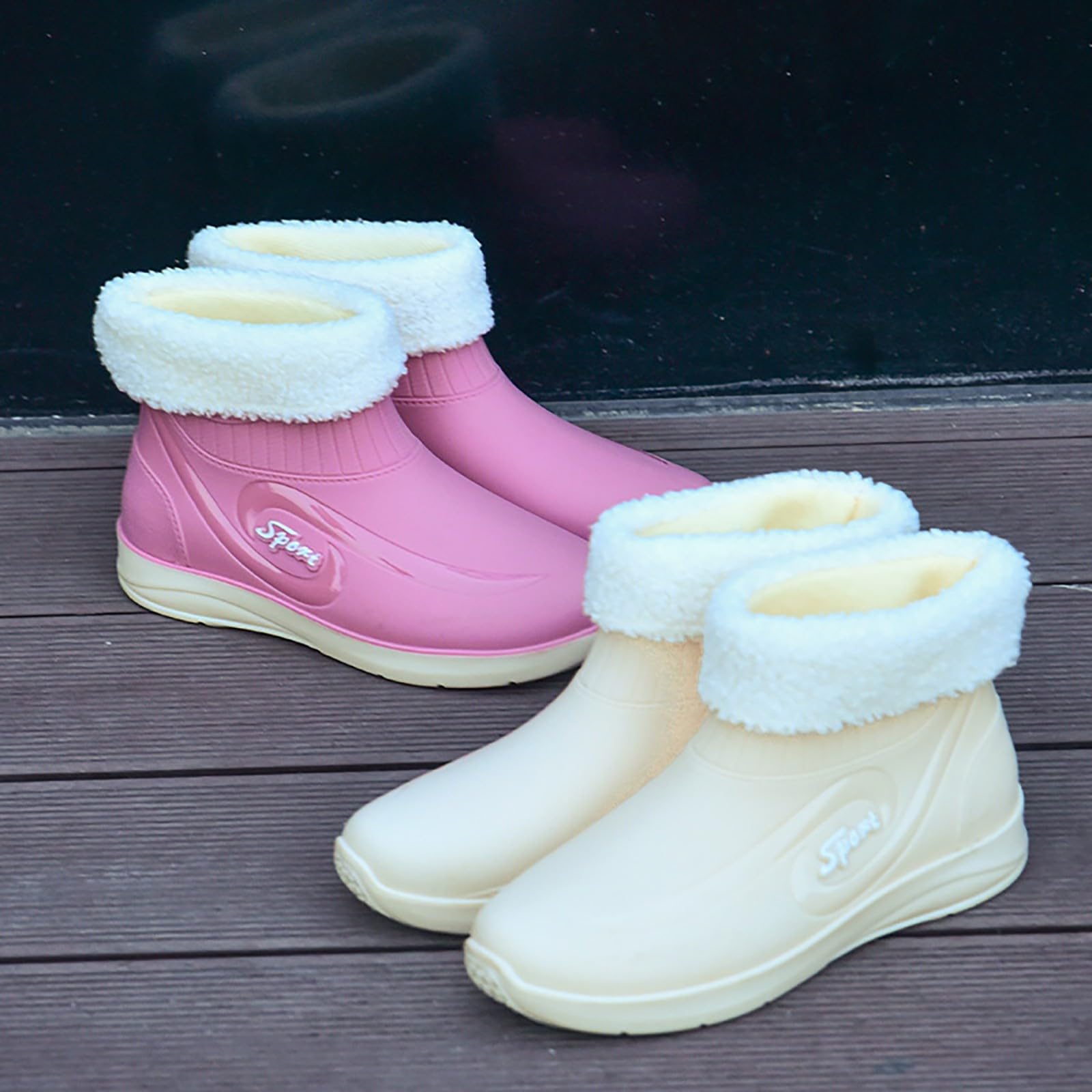 Botas de goma cortas para mujer, botines de goma impermeables, forradas, botas de lluvia, botas de lluvia, botas de lluvia, antideslizantes, botas de jardín, botas de lluvia