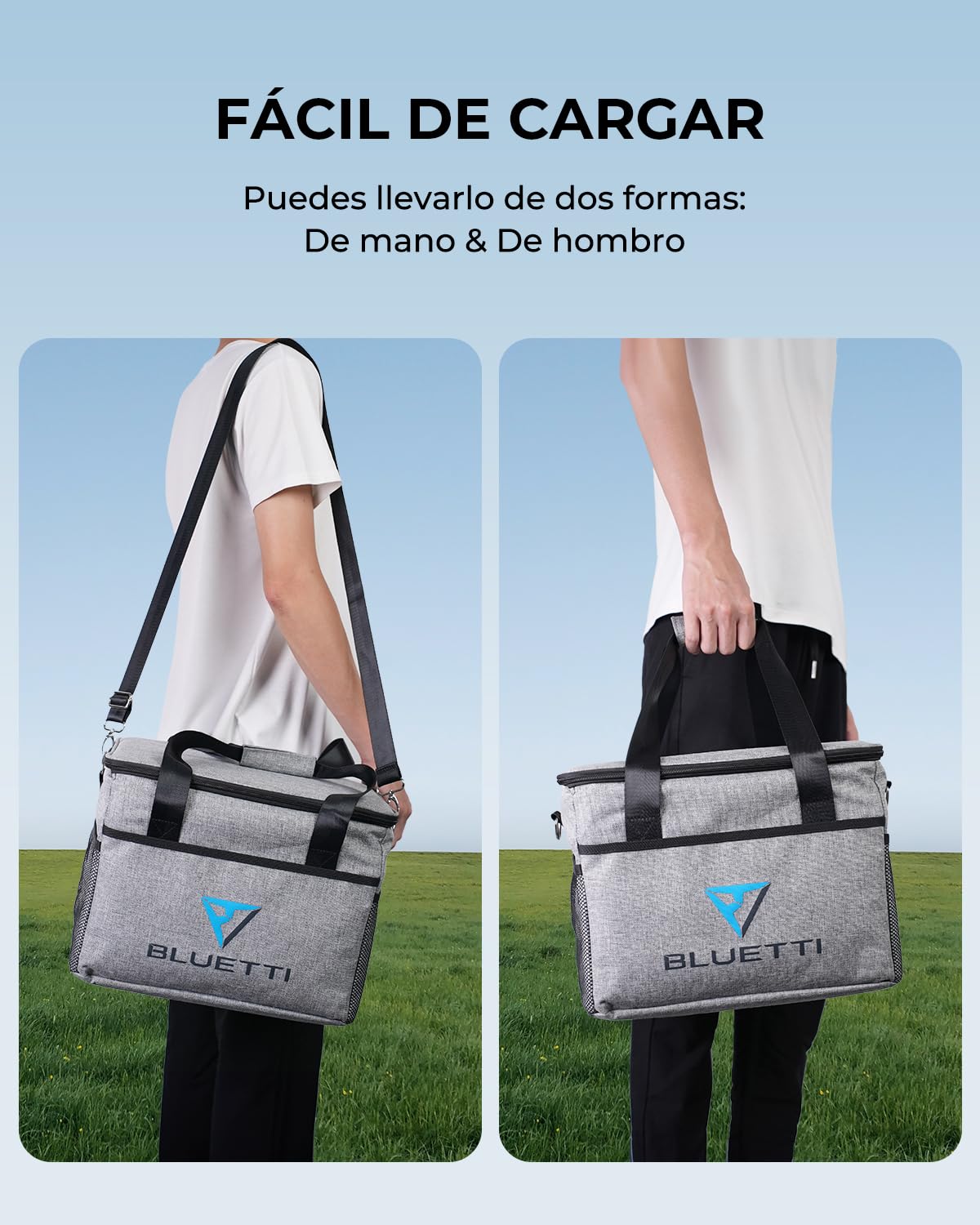 BLUETTI Bolsa de Transporte para estación de energía portátil EB3A EB70 EB55 AC50S, Color Gris