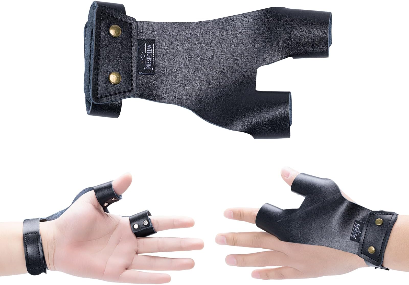 Archery Left Hand Protector Durable Cowhide Shooting Guard Glove for Protection (Black)