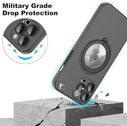 Miniatura 4 de Funda para iPhone 12 Pro Max, [compatible con Magsafe] con protector de lente de cámara y kiskstnad funda protectora ligera y translúcida mate,