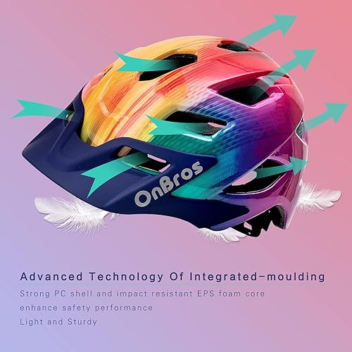 Miniatura 3 de OnBros - Casco de bicicleta para niños - Cascos de bicicleta para niños de 5 a 14 años con visera, casco de bicicleta para niños para patinaje,