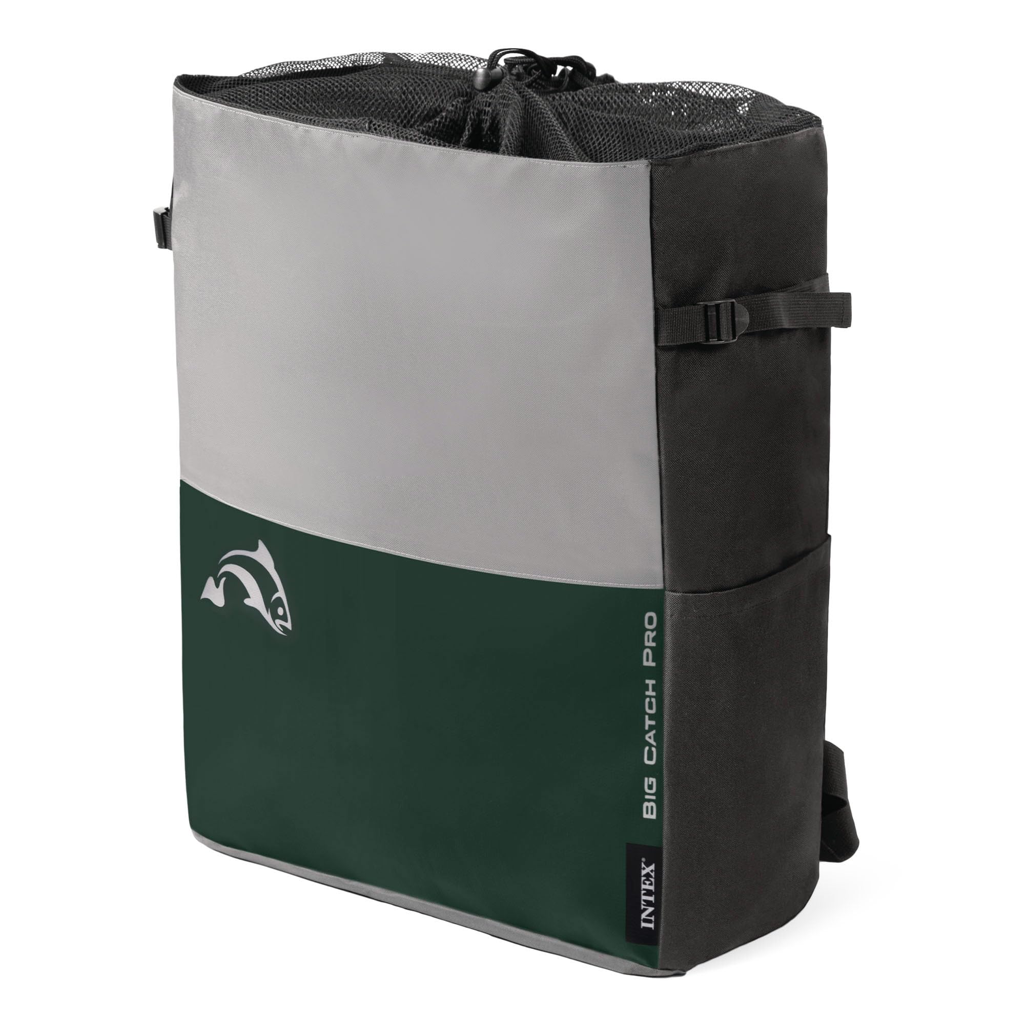 Intex Pato de Pesca Hinchable Big Catch Pro, 165x119x38 cm, Material Super-Tough, Máx. 140 kg, con remos, Hinchador, Mochila, Soportes de caña Desmontables, Red para Peces, Bolsas almacenaje (68381)