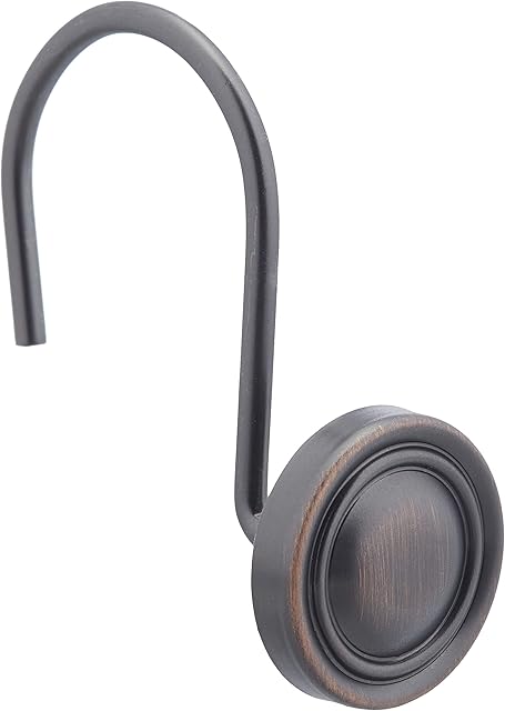 Amazon Basics Shower Curtain Hooks - Classic Button Hooks, Oil-Rubbed Bronze