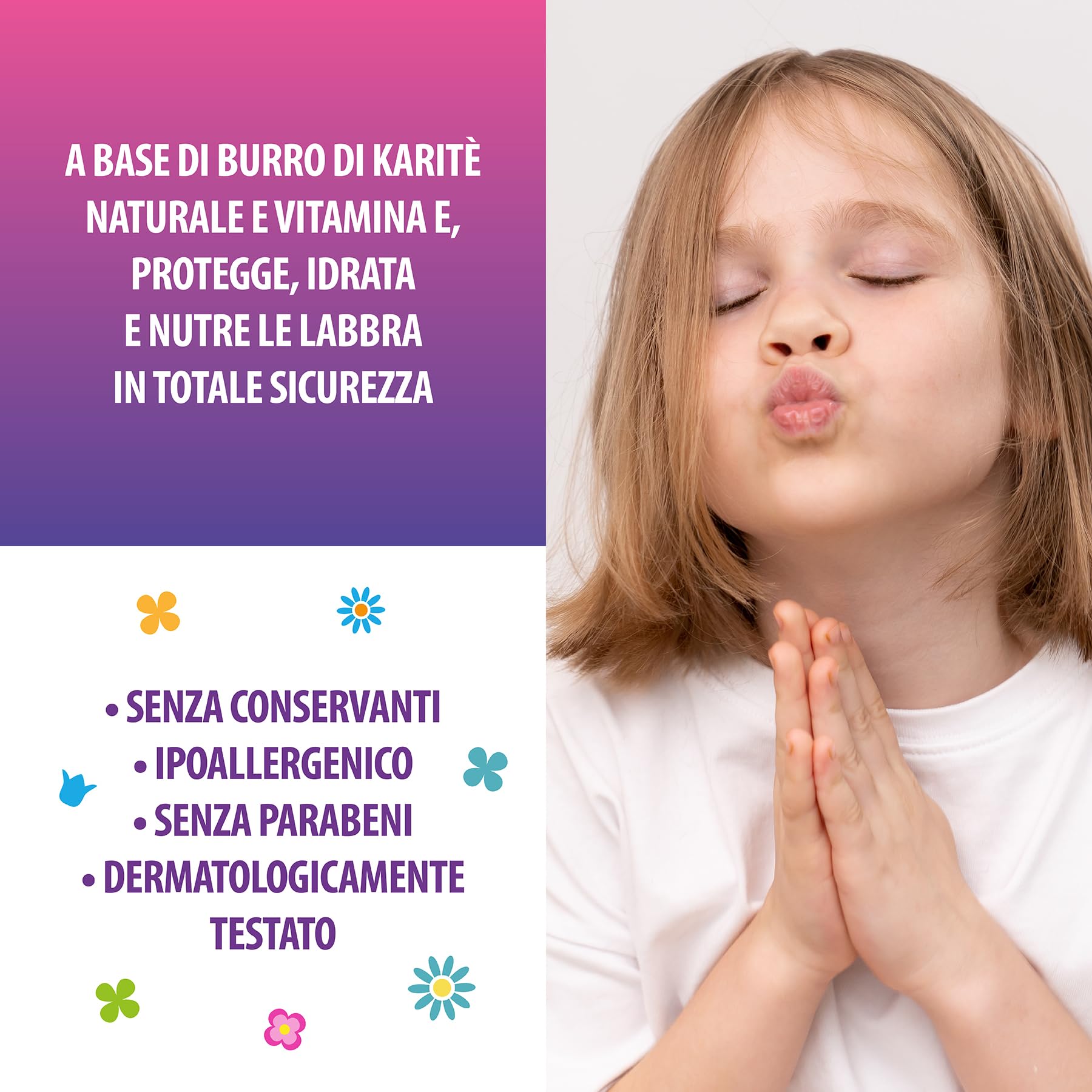 NATURAVERDE Kids -BE A UNICORN Burrocacao Fragola 5ml, Idratante e Protettivo, SPF 15, Ipoallergenico