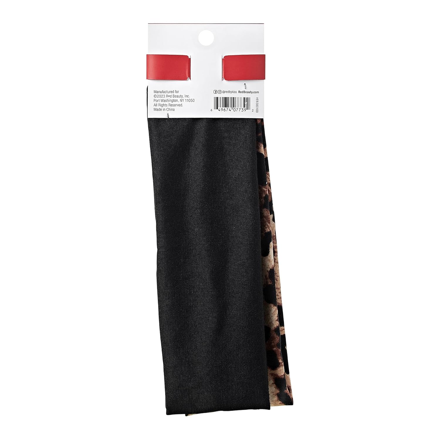 Red by Kiss 2 Pcs 60mm Headbands for Women, Wide Stretchy Elastic Hairband Fashion Workout Yoga Running Sport Hair Accessories (Black&Leopard) - Image 3