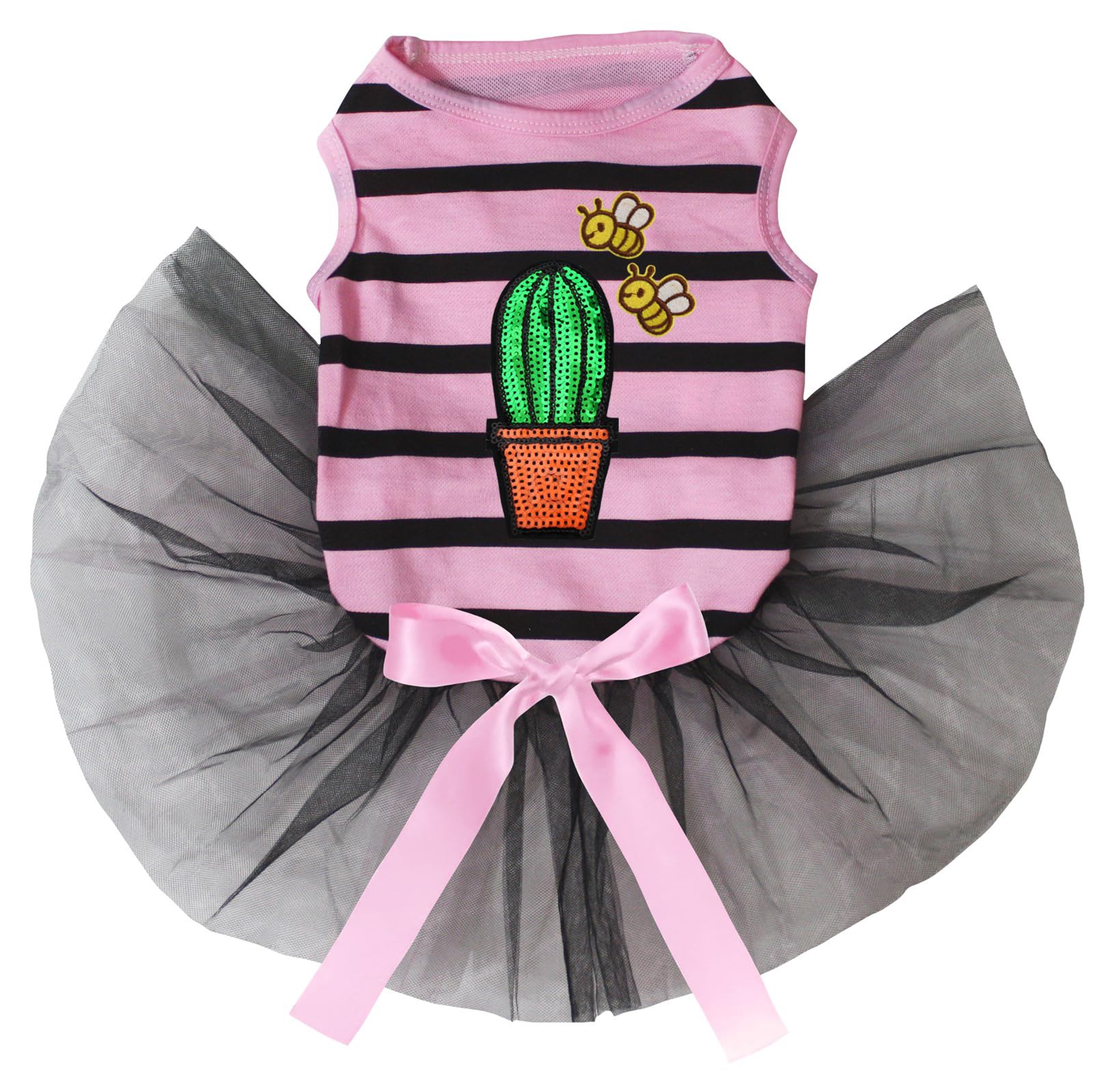 Robe pour chien XS Little Bees & Cactus évite les frottements rayures rose noir